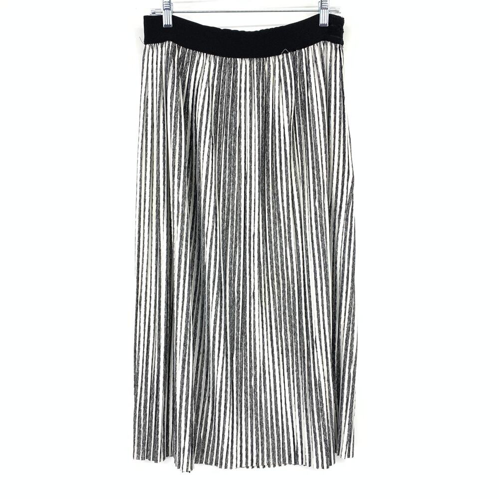 Andi + James Pull On Pleated A-Line Skirt Womens Size Medium Black White *FLAW